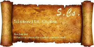 Siskovits Csaba névjegykártya